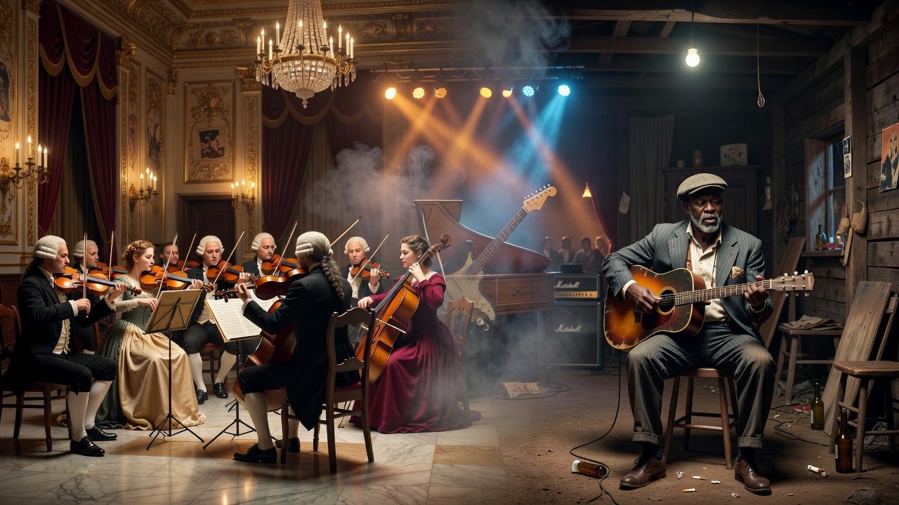 Classical Era vs Blues Origins: Shaping Rock Evolution